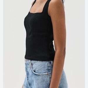 Reformation Black Fitted Bustier Tank Top